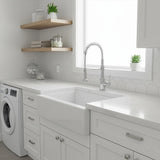 Compact solid brass pull out kitchen mixer tap in chrome