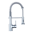 Compact solid brass pull out kitchen mixer tap in chrome