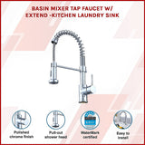 Compact solid brass pull out kitchen mixer tap in chrome