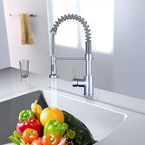 Compact solid brass pull out kitchen mixer tap in chrome