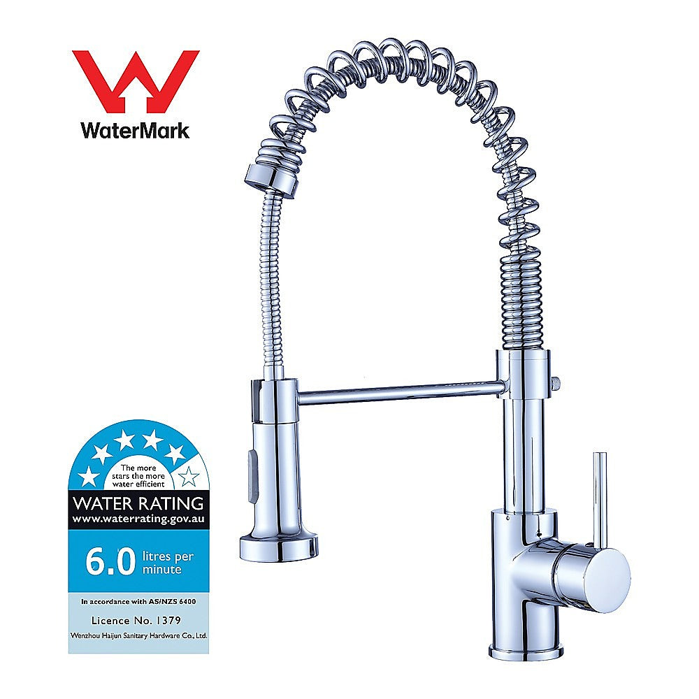Compact solid brass pull out kitchen mixer tap in chrome