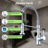 Compact solid brass pull out kitchen mixer tap in chrome
