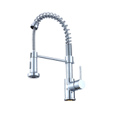Compact solid brass pull out kitchen mixer tap in chrome