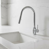 Solid brass pull out kitchen mixer tap in polished chrome