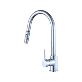 Solid brass pull out kitchen mixer tap in polished chrome