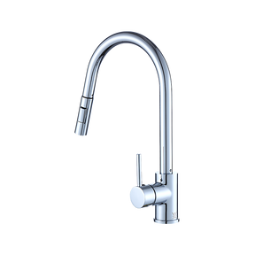 Solid brass pull out kitchen mixer tap in polished chrome