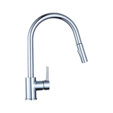 Solid brass pull out kitchen mixer tap in polished chrome