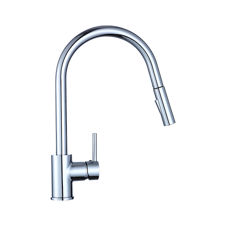 Solid brass pull out kitchen mixer tap in polished chrome