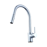Solid brass pull out kitchen mixer tap in polished chrome