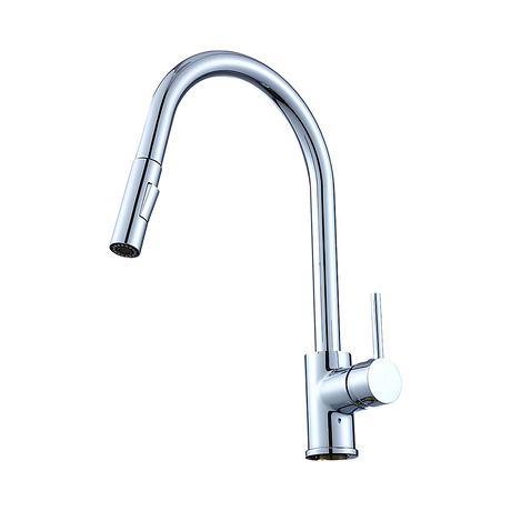 Solid brass pull out kitchen mixer tap in polished chrome