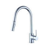 Solid brass pull out kitchen mixer tap in polished chrome