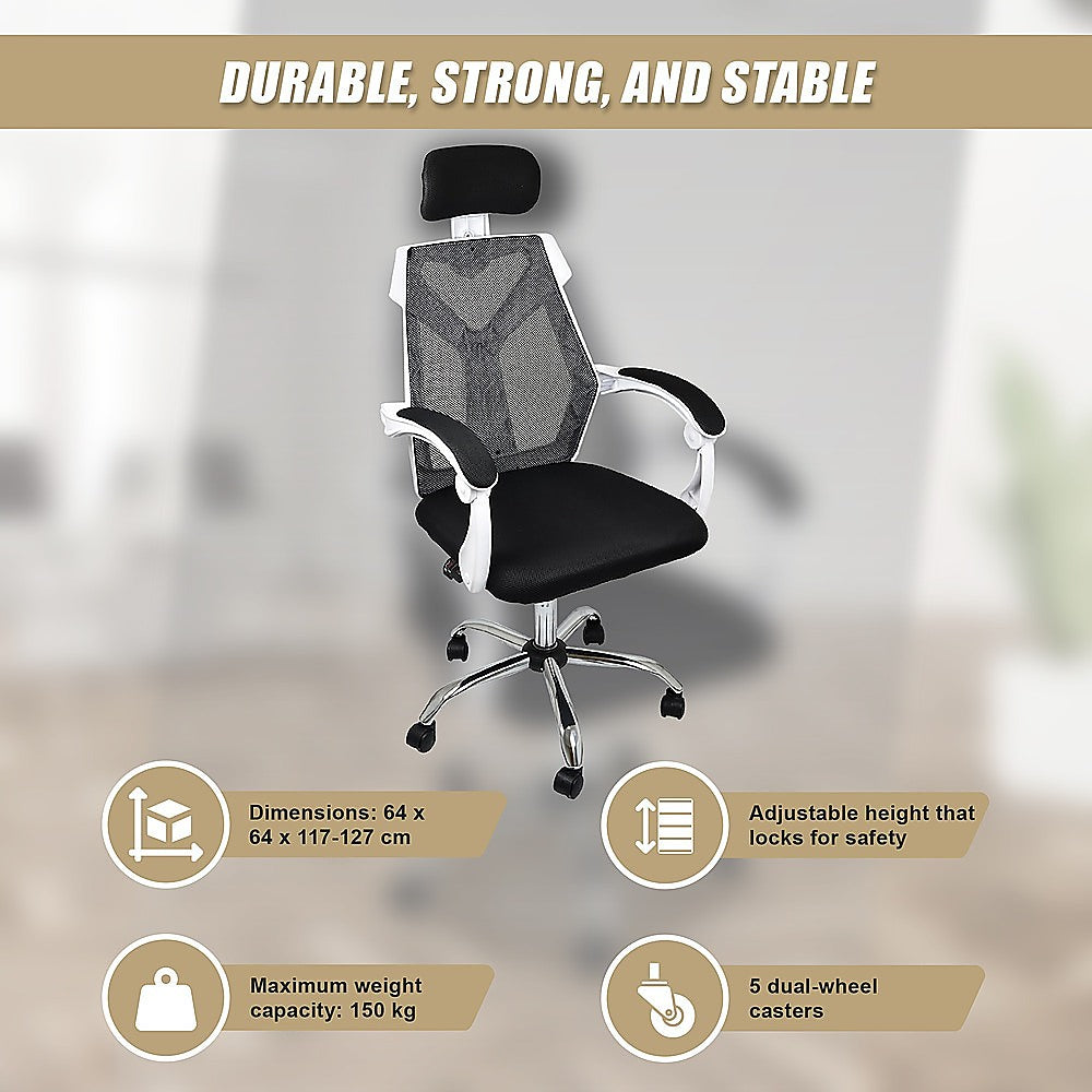 Swanbourne white frame ergonomic mesh office chair in a home office