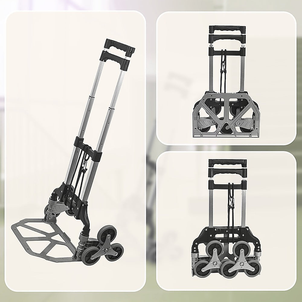 6 Wheel Aluminium Folding Stair Climbing Hand Trolley 60kg