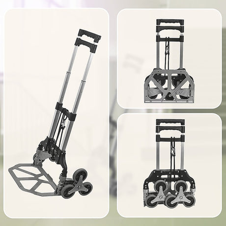 6 Wheel Aluminium Folding Stair Climbing Hand Trolley 60kg