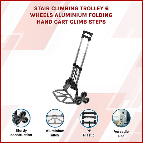 6 Wheel Aluminium Folding Stair Climbing Hand Trolley 60kg
