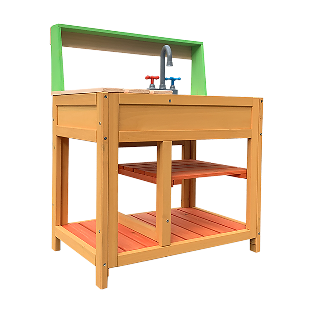 Wooden mud kitchen see through opening