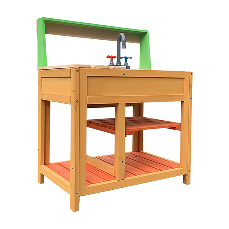 Wooden mud kitchen see through opening