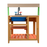 Wooden mud kitchen mud preparation area