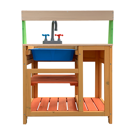 Wooden mud kitchen mud preparation area