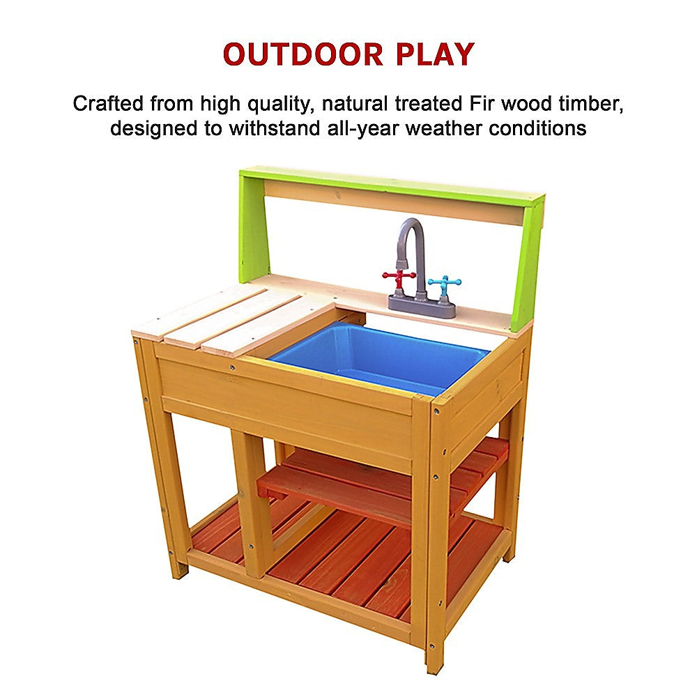 Wooden mud kitchen rear view