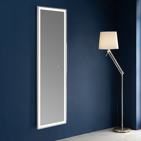 Wongarra silver LED full length floor mirror in a modern bedroom