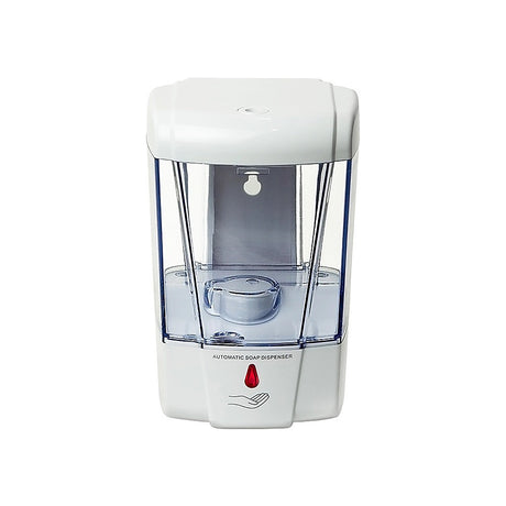 Lockable refill compartment on the white ABS automatic soap dispenser