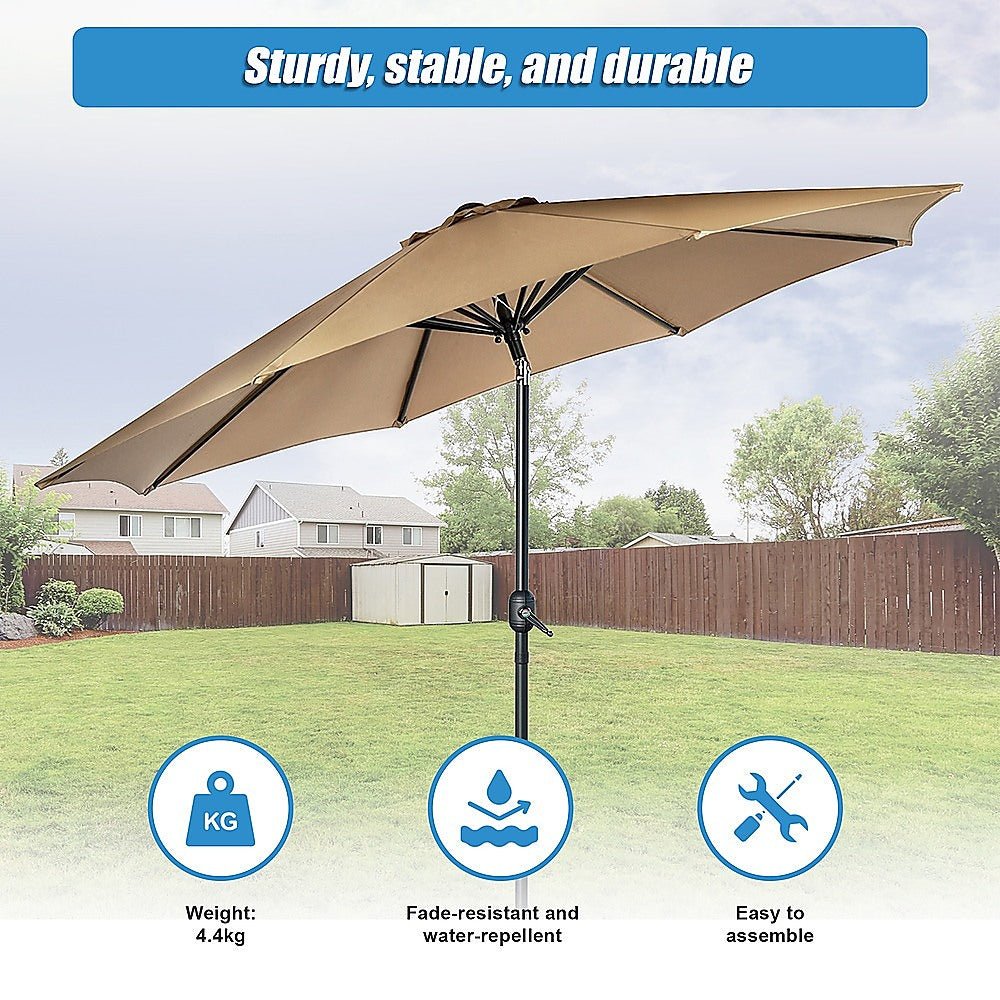 9ft Patio Umbrella — 8 Rib Outdoor Garden Table Sunshade — Allure Home Collections