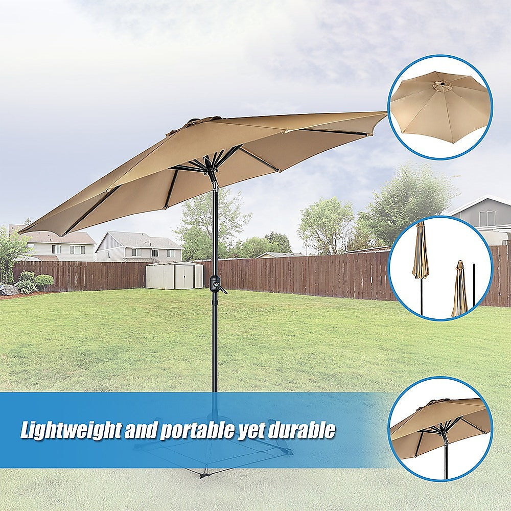 9ft Patio Umbrella — 8 Rib Outdoor Garden Table Sunshade — Allure Home Collections