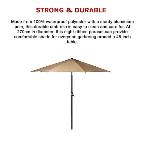9ft Patio Umbrella — 8 Rib Outdoor Garden Table Sunshade — Allure Home Collections