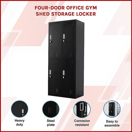 4-Door Steel Storage Locker in Black - image 3