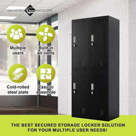 4-Door Steel Storage Locker in Black - image 5