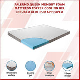 Cooling gel memory foam mattress topper, 7.5cm queen