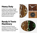Glow in the Dark Wall Clock — Luminous Quartz Walnut Veneer 30cm — Allure Home Collections