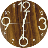 Glow in the Dark Wall Clock — Luminous Quartz Walnut Veneer 30cm — Allure Home Collections