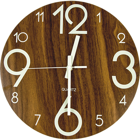 Florence glow in the dark walnut veneer wall clock in a modern bedroom