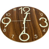 Glow in the Dark Wall Clock — Luminous Quartz Walnut Veneer 30cm — Allure Home Collections