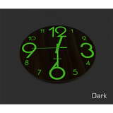 Glow in the Dark Wall Clock — Luminous Quartz Walnut Veneer 30cm — Allure Home Collections