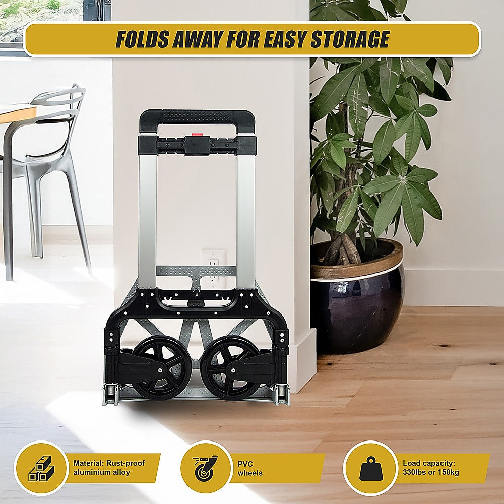 150kg Folding Aluminium Hand Truck Trolley Collapsible Platform Dolly