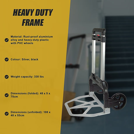 150kg Folding Aluminium Hand Truck Trolley Collapsible Platform Dolly