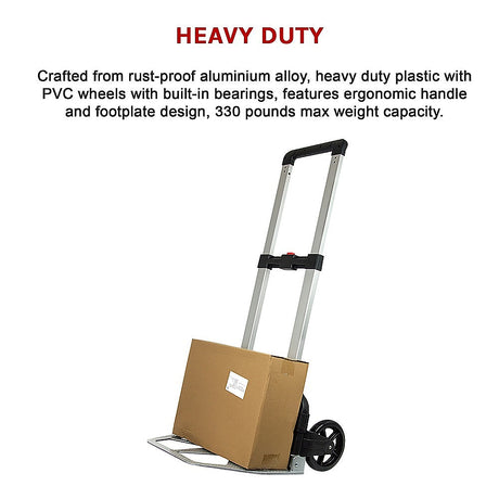 150kg Folding Aluminium Hand Truck Trolley Collapsible Platform Dolly