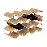 Natural bamboo 4 tier wave wine rack holding 14 bottles