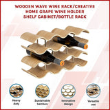 Natural bamboo 4 tier wave wine rack holding 14 bottles