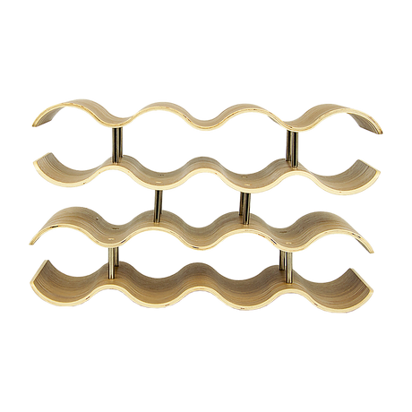 Natural bamboo 4 tier wave wine rack holding 14 bottles