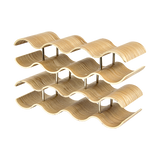 Natural bamboo 4 tier wave wine rack holding 14 bottles