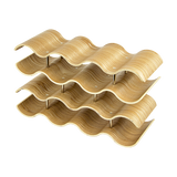 Natural bamboo 4 tier wave wine rack holding 14 bottles