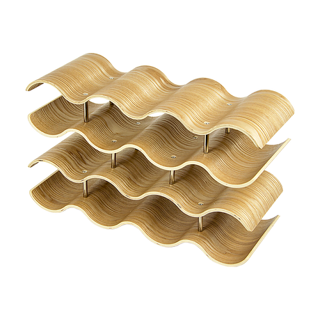 Natural bamboo 4 tier wave wine rack holding 14 bottles