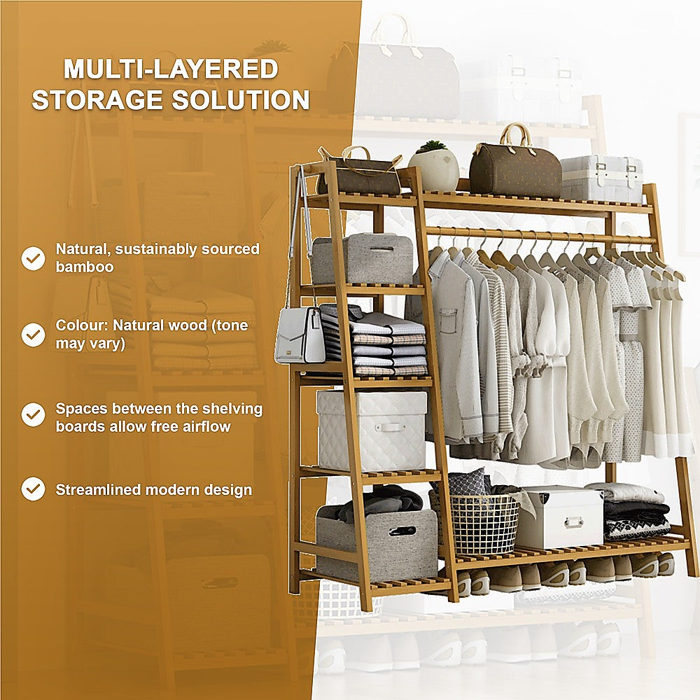 Eco-Friendly Bamboo Portable Clothes Rack