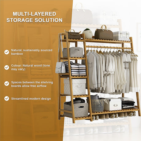 Eco-Friendly Bamboo Portable Clothes Rack