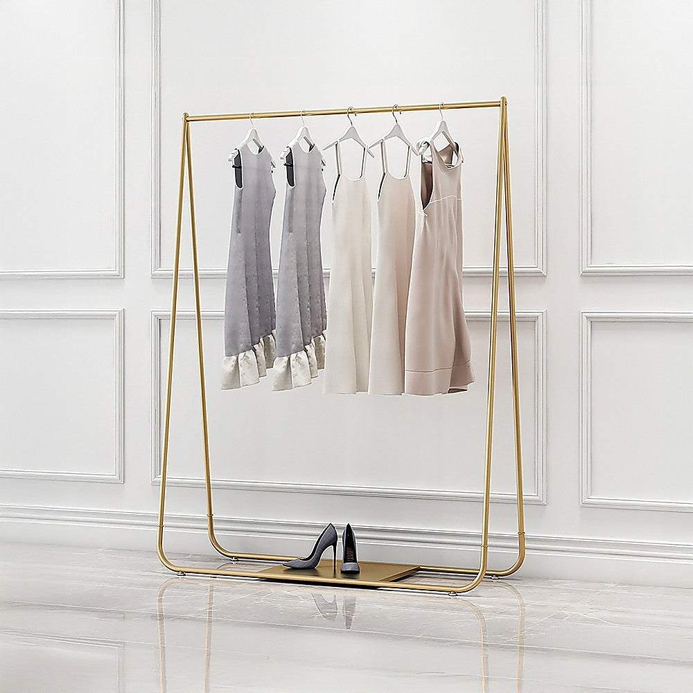 Gold commercial garment display rack, view 4