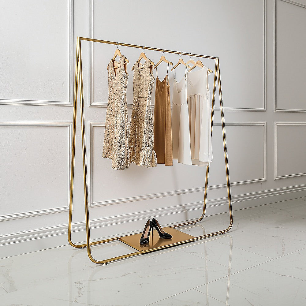 Gold commercial garment display rack, view 8